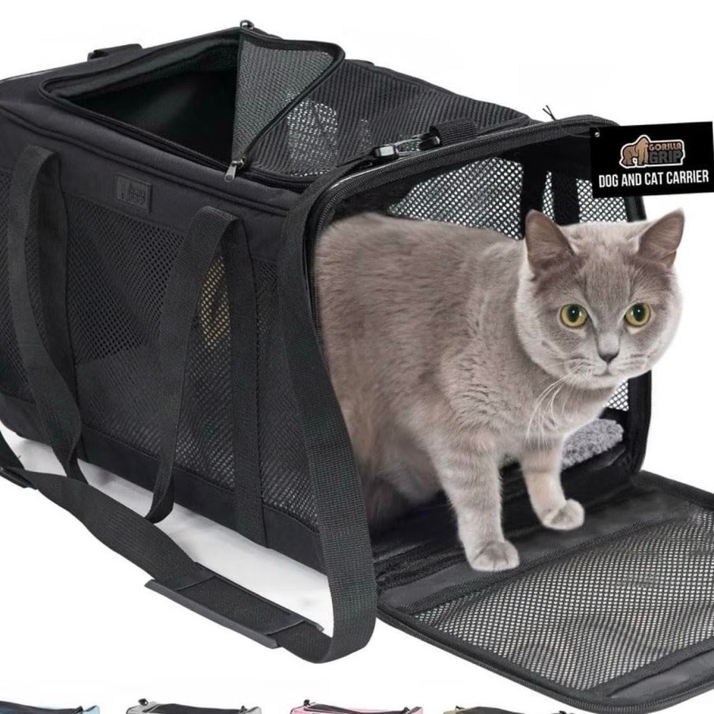 Gorilla Grip Pet Black Mesh Travel Bag Carrier Adjustable Straps Medium NEW